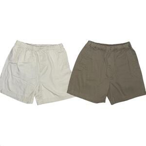 2 pairs of Falls Creek Light Khaki & Brown Green Cargo Shorts Size Medium Men’s